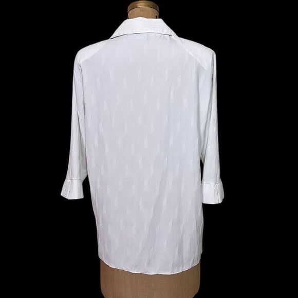 Vintage Sandra Fashions White Textured Button-Up Short sleeve Shirt size Medium - Picture 5 of 14
